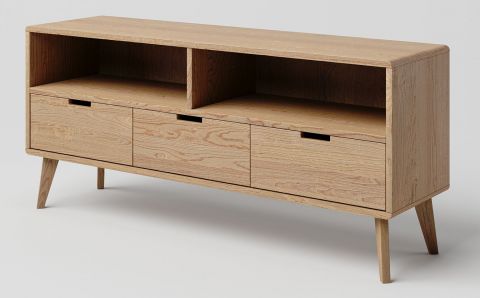 TV base cabinet solid oak natural Aurornis 58 - Measurements: 64 x 142 x 40 cm (H x W x D)