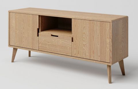 TV base cabinet solid oak natural Aurornis 60 - Measurements: 64 x 142 x 40 cm (H x W x D)