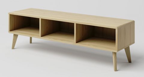 TV base cabinet solid pine wood natural Aurornis 54 - Measurements: 44 x 142 x 40 cm (H x W x D)