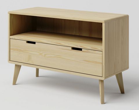 TV base cabinet solid pine wood natural Aurornis 57 - Measurements: 64 x 96 x 40 cm (H x W x D)