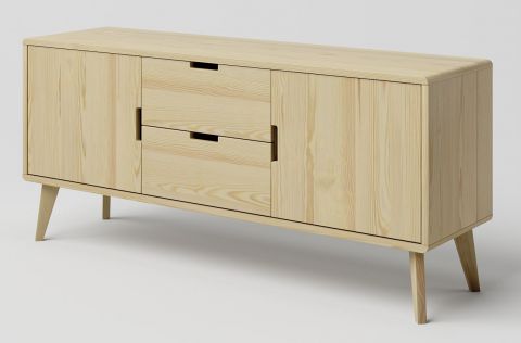 TV base cabinet solid pine wood natural Aurornis 59 - Measurements: 64 x 142 x 40 cm (H x W x D)