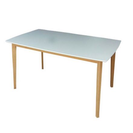 Dining table Daures 85 (angular), Colour: White / Natural, Partial solid beech - Measurements: 80 x 80 cm (W x D)