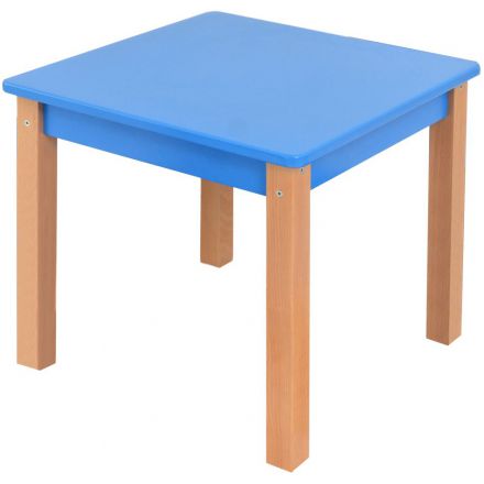 Children's Table Laurenz Beech solid wood Natural/blue - Dimensions: 47 x 50 x 50 cm (H x W x D)
