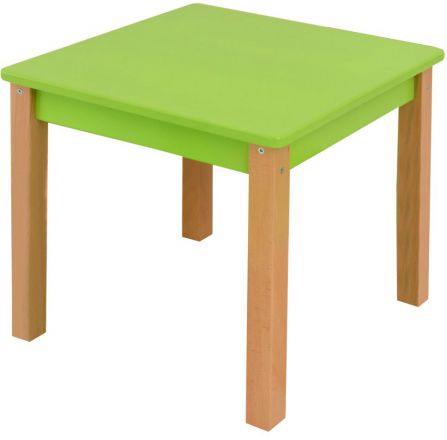 Children's Table Laurenz Beech solid wood nature/green - Dimensions: 47 x 50 x 50 cm (H x W x D)