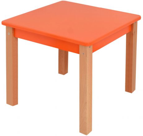 Children's Table Laurenz Beech solid wood Natural/orange - Dimensions: 47 x 50 x 50 cm (H x W x D)