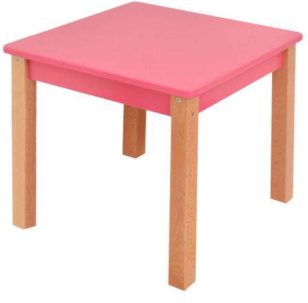 Children's Table Laurenz Beech solid wood natural/pink - Dimensions: 47 x 50 x 50 cm (H x W x D)
