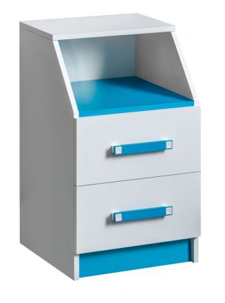 Children's room - Chest of drawers Frank 15, Colour: White / Blue - 67 x 40 x 40 cm (h x w x d)