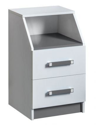 Children's room - Chest of drawers Frank 15, Colour: White / Grey - 67 x 40 x 40 cm (h x w x d)