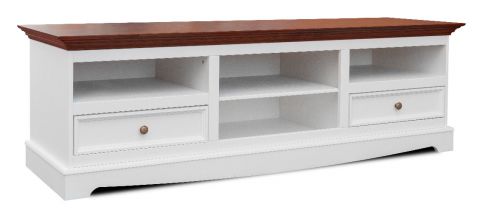 Gyronde 10 TV base cabinet, solid pine wood wood wood wood, Colour: White / Walnut - 53 x 167 x 53 cm (H x W x D)