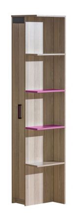 Children's room - Cupboard Marcel 05, Colour: Ash Pink / Grey / Brown - Measurements: 187 x 39 x 38 cm (H x W x D)