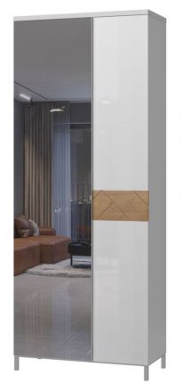 Hinged door cabinet / Closet Faleasiu 01, Colour: White / Wallnut - Measurements: 192 x 76 x 35 cm (H x W x D).