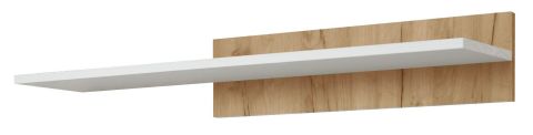 Suspended rack / Wall shelf Colmenar 04, Colour: Oak Gold / Glossy White - Measurements: 17 x 100 x 25 cm (H x W x D)