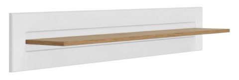Suspended rack / Wall shelf Cuenca 04, Colour: Oak / White - Measurements: 24 x 155 x 21 cm (H x W x D)