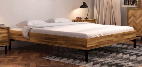 Double bed Kumeu 03 solid oiled Wild Oak - Lying area: 160 x 200 cm (w x l)