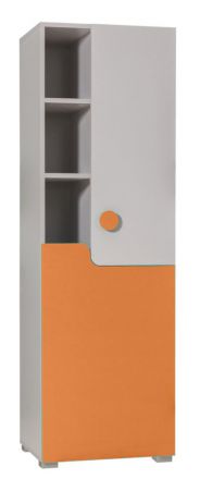 Children's room - Highboard Harald 09, Colour: White / Orange - 159 x 50 x 40 cm (H x W x D)