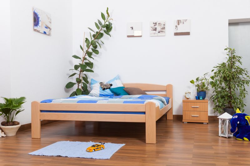 Youth bed "Easy Premium Line" K4, solid beech wood, clearly varnished - 160 x 200 cm