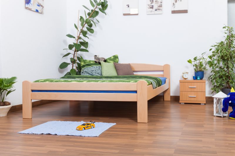 Double bed "Easy Premium Line" K4, solid beech wood, clearly varnished - 160 x 200 cm