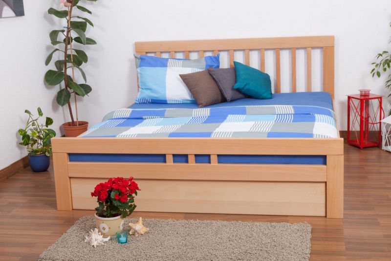 Youth bed K8 "Easy Premium Line" incl. cover plate, solid beech wood, clear finish - 180 x 200 cm