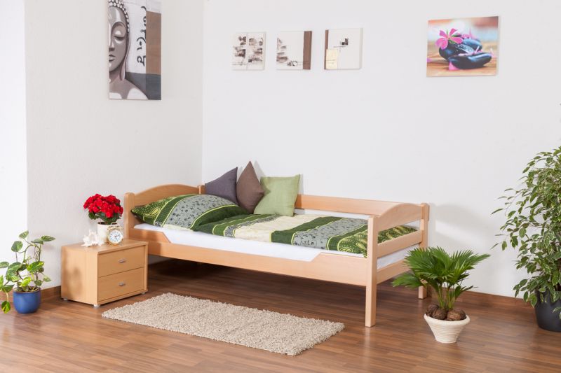 Single bed "Easy Premium Line" K1/n/s, solid beech wood, clearly varnished - 90 x 190 cm