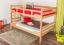 Adult bunk beds ' Easy premium line ' K16/n, head and foot part straight, solid beech wood natural - lying surface: 140 x 190 cm, divisible