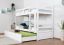 Bunk bed "Easy Premium Line" K11/h incl. trundle bed frame and cover plates, solid beech wood, white - 90 x 200 cm 