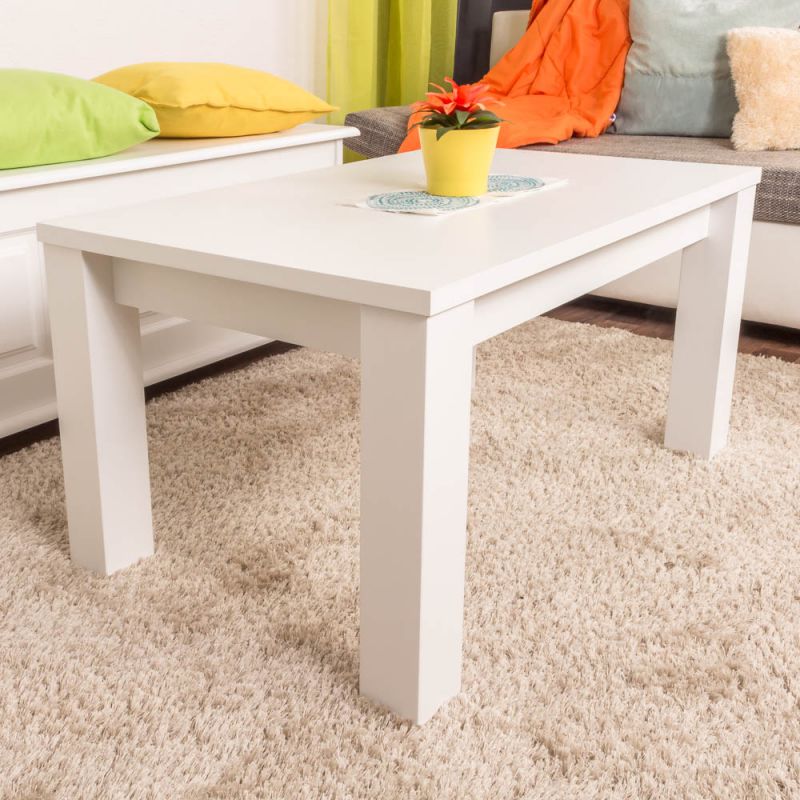 Coffee table Pine solid wood white lacquered Junco 484 – Dimensions 90 x 60 x 50 cm (W x D x H)