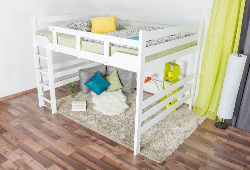 Adult bunk bed ' Easy Premium Line ® ' K15/n, solid beech wood white lacquered, convertible - lying area: 160 x 190 cm
