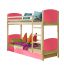 Children bed / Bunk bed Milo 31 incl. 2 drawers, Colour: Nature / Pink heart, partial solid wood, Lying surface: 80 x 190 cm (w x l), divisible