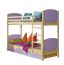 Children bed / Bunk bed Milo 31 incl. 2 drawers, Colour: Nature / Purple elephant, partial solid wood, Lying surface: 80 x 190 cm (w x l), divisible