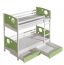 Children bed / bunk bed Milo 27 incl. 2 drawers, Colour: White / Green, partial solid wood, Lying surface: 80 x 190 cm (W x L), divisible