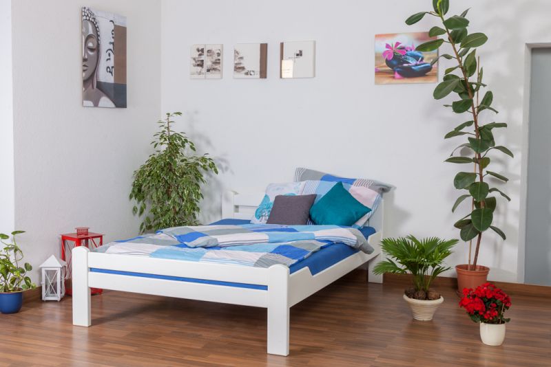 Single bed "Easy Premium Line" K4, solid beech wood, white - 140 x 200 cm 
