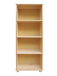 158cm Standard Bookcase Junco 51C, solid pine, clearly varnished - H158 x W60 x D42 cm