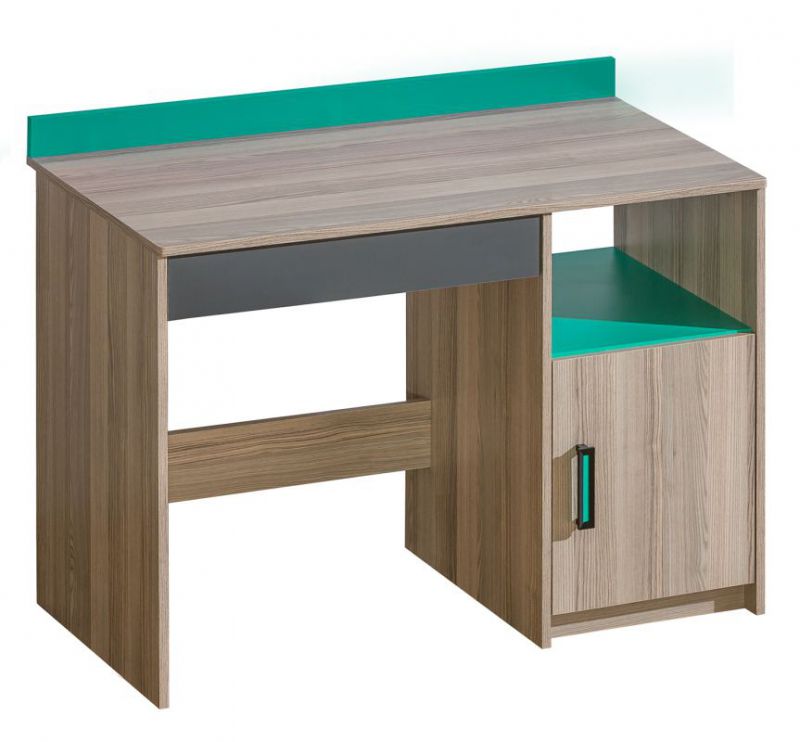 Children's room - Desk Marcel 08, Colour: Ash Turquoise / Grey / Brown - Measurements: 85 x 110 x 55 cm (h x w x d)