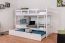 Bunk bed "Easy Premium Line" K3/h incl. trundle bed frame and cover plates, solid beech wood, white - 90 x 200 cm 