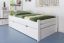 Single bed "Easy Premium Line" K1/1h incl. trundle bed frame and cover plates, solid beech wood, white finish - 90 x 200 cm