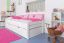 Kid bed "Easy Premium Line" K1/1h incl. 2nd couch and 2 cover panels, 90 x 200 cm solid beech wood, White lacquered