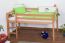 Midsleeper / Children's bed Andi, solid beech wood, clearly varnished, incl. slatted bed frame - 90 x 200 cm
