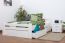 Youth bed "Easy Premium Line" K4 incl. 2 underbed drawer and 1 cover plate, solid beech wood, white - 120 x 200 cm