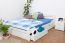 Double bed "Easy Premium Line" K4 incl. 2 drawers and 1 cover plate, solid beech wood, white - 180 x 200 cm