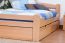 Single "Easy Premium Line" K4 incl. 2 underbed drawers and 1 cover plate, solid beech wood, clearly varnished - 120 x 200 cm