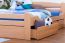Youth bed "Easy Premium Line" K4 incl. 2 drawers and 1 cover plate, solid beech wood, clearly varnished - 160 x 200 cm