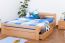 Double bed "Easy Premium Line" K4 incl. 2 drawers and 1 cover plate, solid beech wood, clearly varnished - 160 x 200 cm