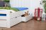 Double bed / Storage bed K8 "Easy Premium Line" incl. 2 underbed drawer and cover plate, solid beech wood, white - 160 x 200 cm