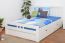 Youth bed K8 "Easy Premium Line" incl. 2 drawer and 1 cover plate, solid beech wood, white finish - 140 x 200 cm 