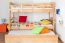Bunk bed "Easy Premium Line" K21/h incl. lying area and 2 cover panels, head and foot part rounded, solid beech wood, natural - Lying surface: 90 x 200 cm, divisible