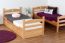 Bunk bed "Easy Premium Line" K10/n with 2 underbed drawer, solid beech wood, clearly varnished, convertible - 90 x 200 cm
