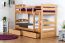 Bunk bed "Easy Premium Line" K10/n with 2 underbed drawer, solid beech wood, clearly varnished, convertible - 90 x 200 cm