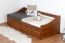 Single bed/functional bed pine solid wood color oak rustic 94, incl. slat grate - 90 x 200 cm (w x l)