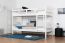 Adult bunk bed 'Easy premium Line' K13/n, rounded head and foot, Beech solid wood White - 90 x 200 cm (W x l), divisible