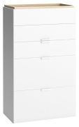 Chest of Drawers Minnea 23 | White/Oak | 127 x 75 x 42 cm | 5 Drawers | Modern Space-Saving Storage